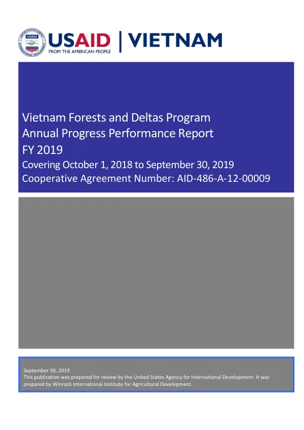 USAID Vietnam Forests and Deltas Program FY2019 Annual Progress Report