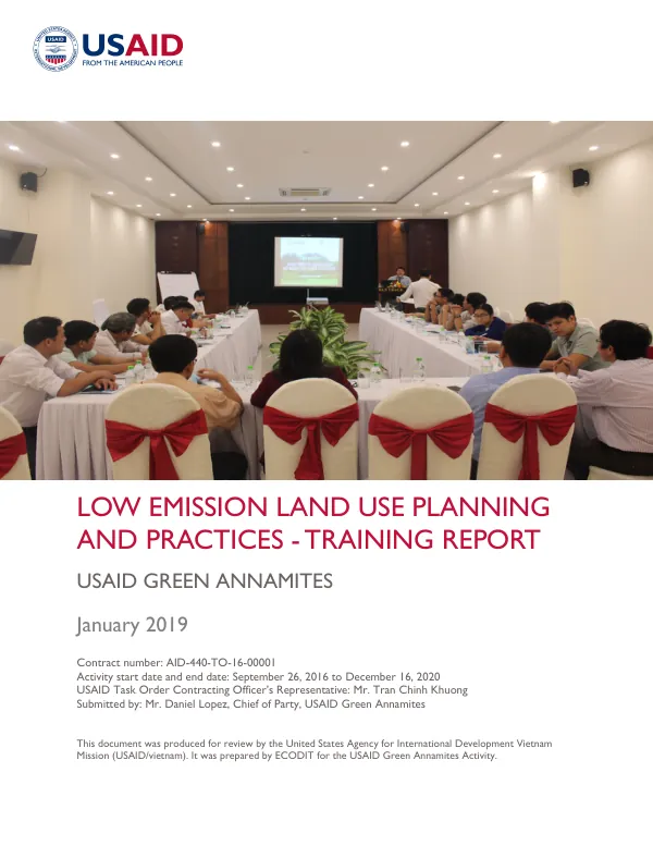 Low Emission Land Use Planning and Practices - Training Report