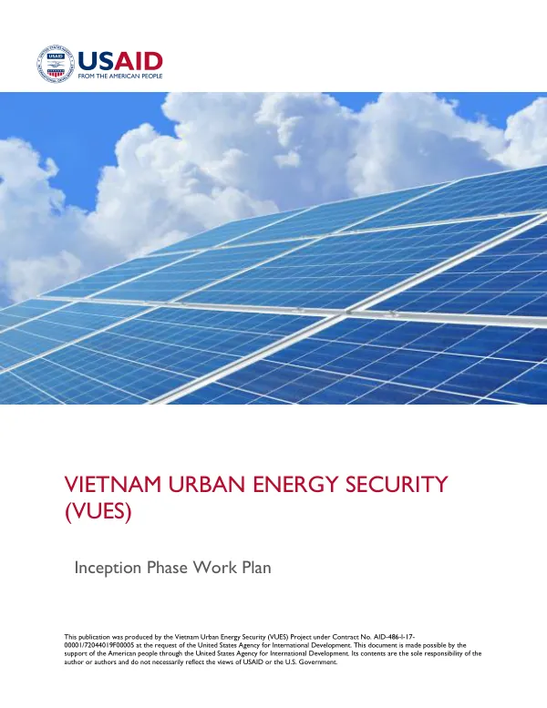 Vietnam Urban Energy Security (VUES) Inception Phase Work Plan
