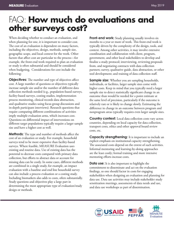 Cost Considerations for Evaluations and Surveys