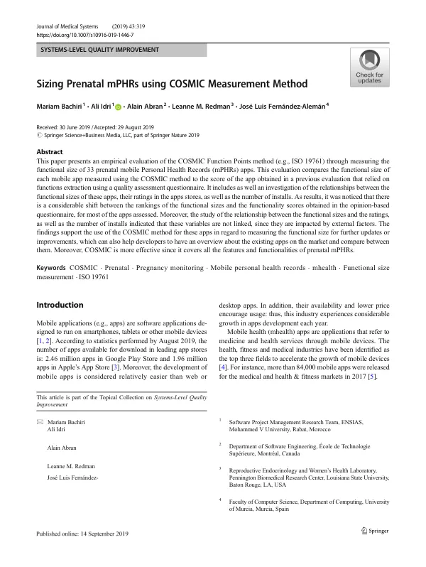 Sizing Prenatal mPHRs using COSMIC Measurement Method