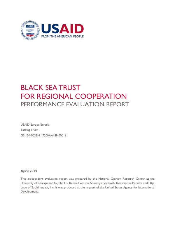 Black Sea Trust for Regional Cooperation Performance Evaluation Report
