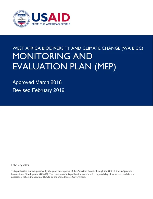 WA BiCC Revised Monitoring and Evaluation Plan