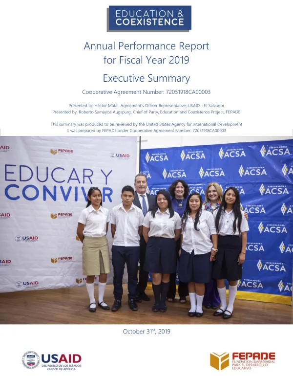Annual Report for FY2018 and FY2019: Education and Coexistence Project