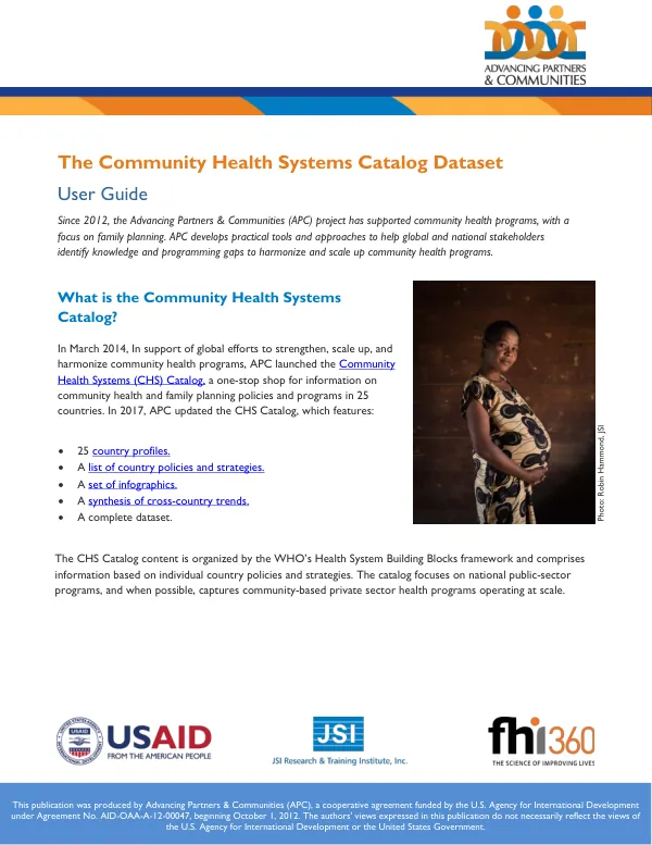 The Community Health Systems Catalog Dataset: User Guide