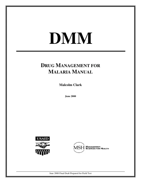 Drug management for malaria (DMM) manual