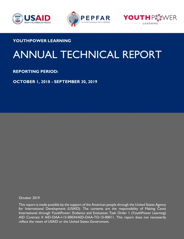 YouthPower Learning Annual Technical Report 2019