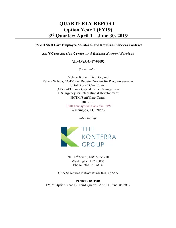 Quarterly Report FY19-Q3