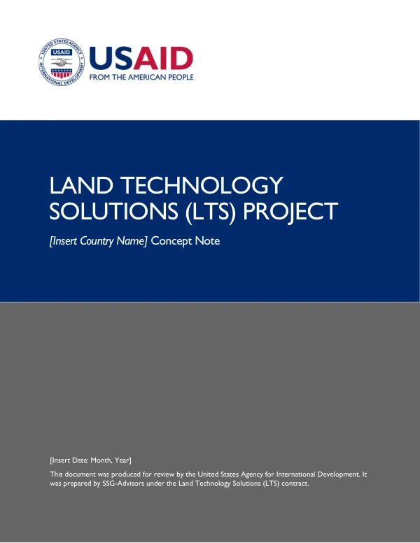 Land Technology Solutions (LTS) Project [Insert Country Name] Concept Note