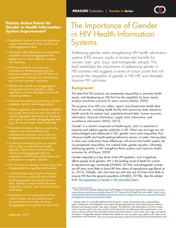 The Importance of Gender in HIV Health Information Systems