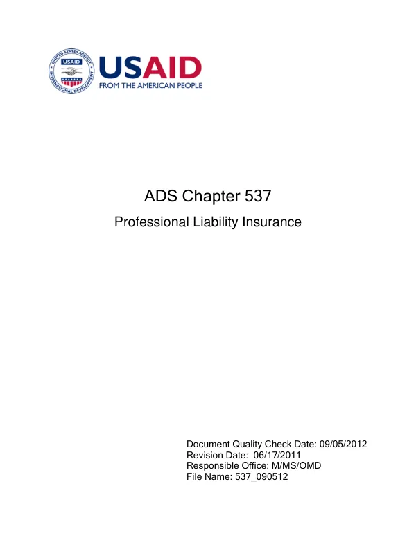ADS 537 - Professional Liability Insurance