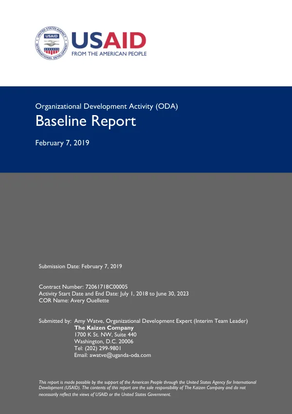 Baseline Report: Organizational Development Activity (ODA) for USAID/Uganda