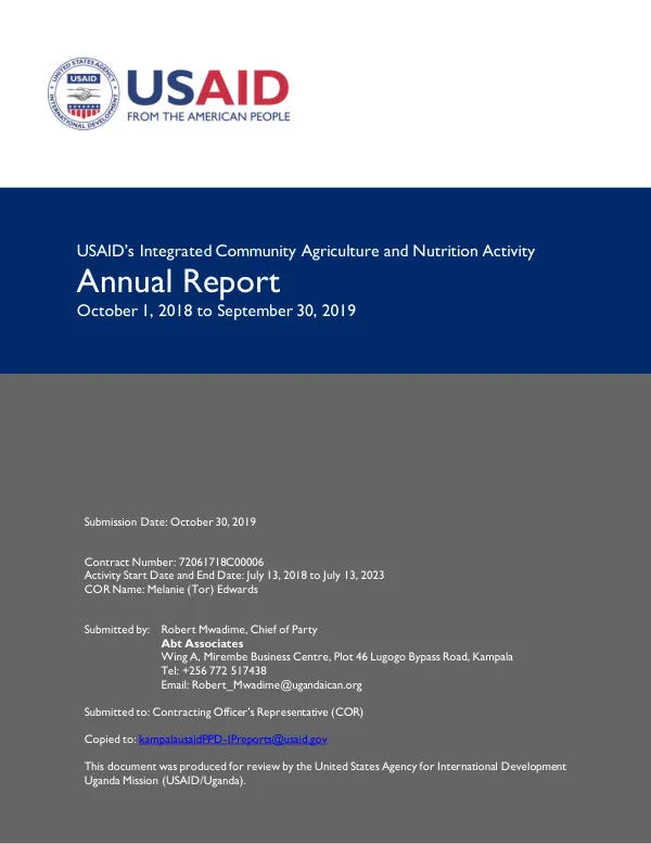 USAID’s Integrated Community Agriculture and Nutrition Activity Annual Report
