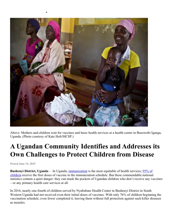 A Ugandan Community Identifies and Addresses its Own Challenges to Protect Children from Disease