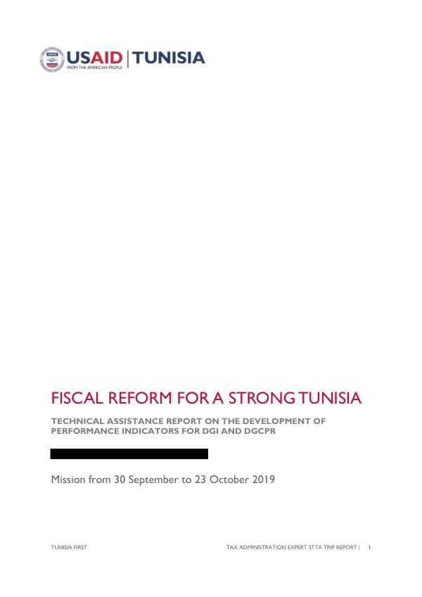 TAX ADMINISTRATION EXPERT STTA TRIP REPORT | Fiscal Reform for a Strong Tunisia