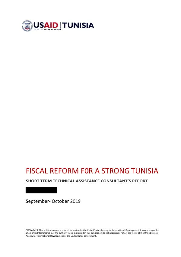 Fiscal Reform for a Strong Tunisia