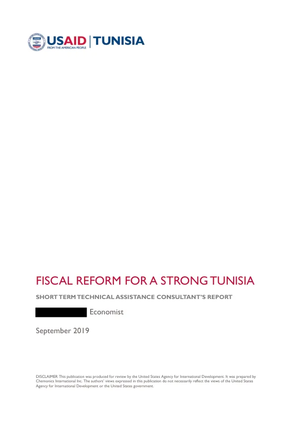 Fiscal Reform for a Strong Tunisia: First STTA Report