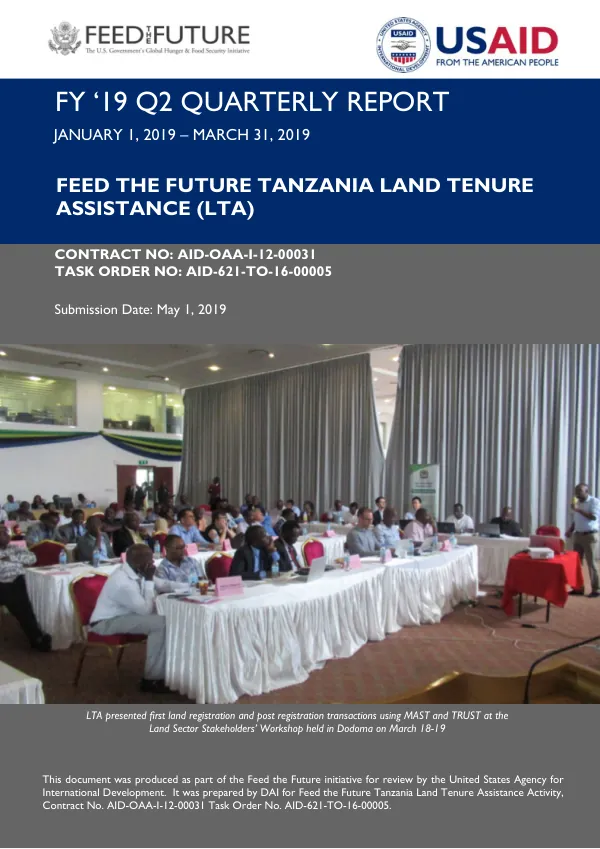 LTA FY'19 Q2 Report: Feed the Future Tanzania Land Tenure Assistance