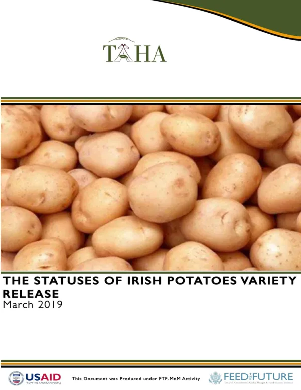 Final Report: Seed Potato Sector in Tanzania