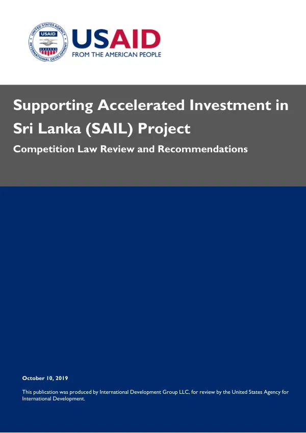 Supporting Accelerated Investment in Sri Lanka (SAIL) Project Competition Law Review and Recommendations