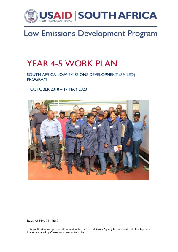 Annual Work Plan Years 4-5: South Africa Low Emissions Development (SA-LED) Program