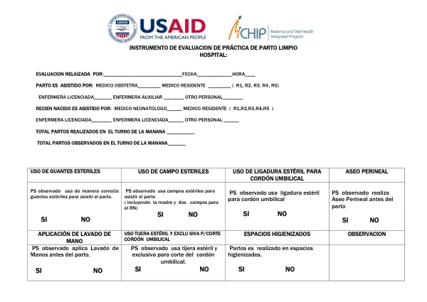 Instrumento de Evaluación de Práctica de Parto Limpio
