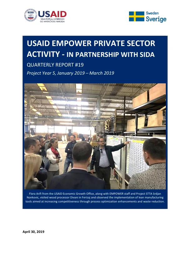 USAID EMPOWER Private Sector Activity Quarterly Report #19