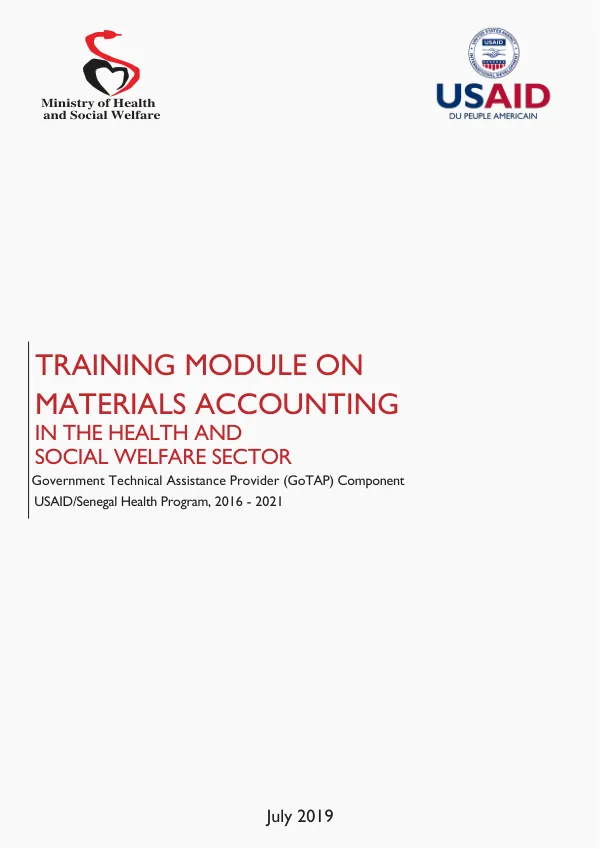 Training Module on Materials Accounting in the Health and Social Welfare Sector