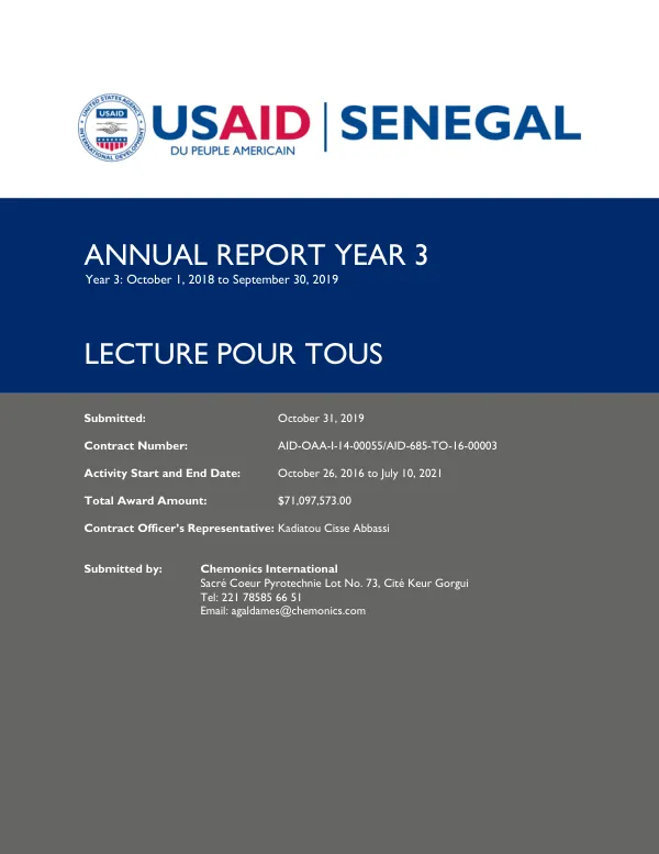 Annual Report Year 3: Lecture Pour Tous