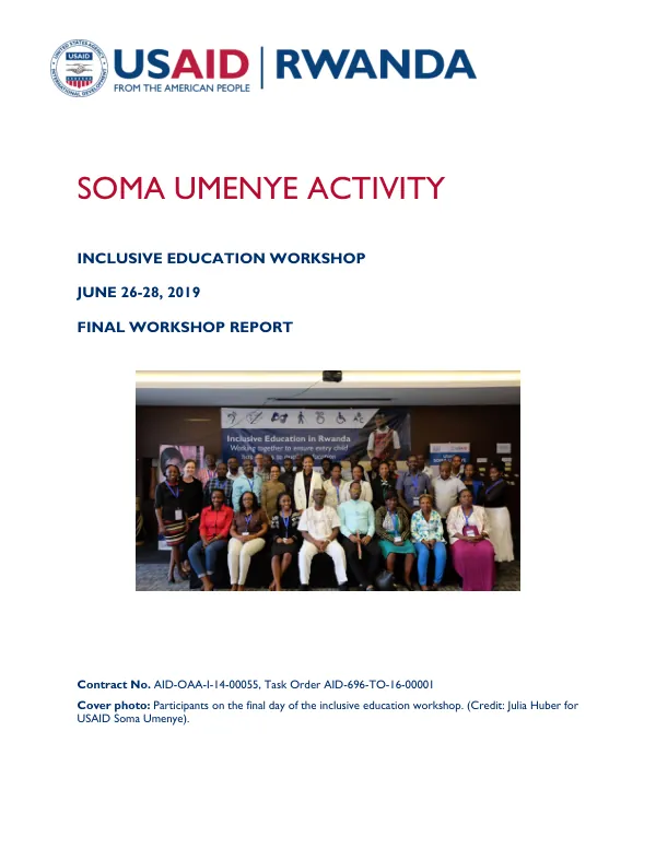 Final Workshop Report: Inclusive Education Workshop for Rwanda