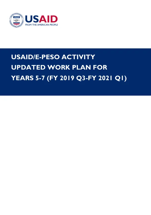 USAID/E-PESO Y5Q3 – Y7Q1 WORK PLAN