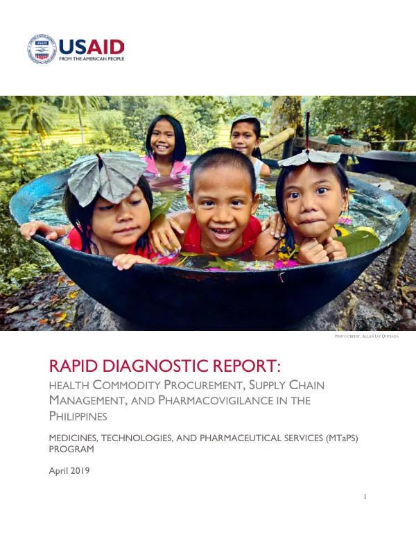 Rapid Diagnostic Report: Health Commodity Procurement, Supply Chain Management, and Pharmacovigilance in the Philippines