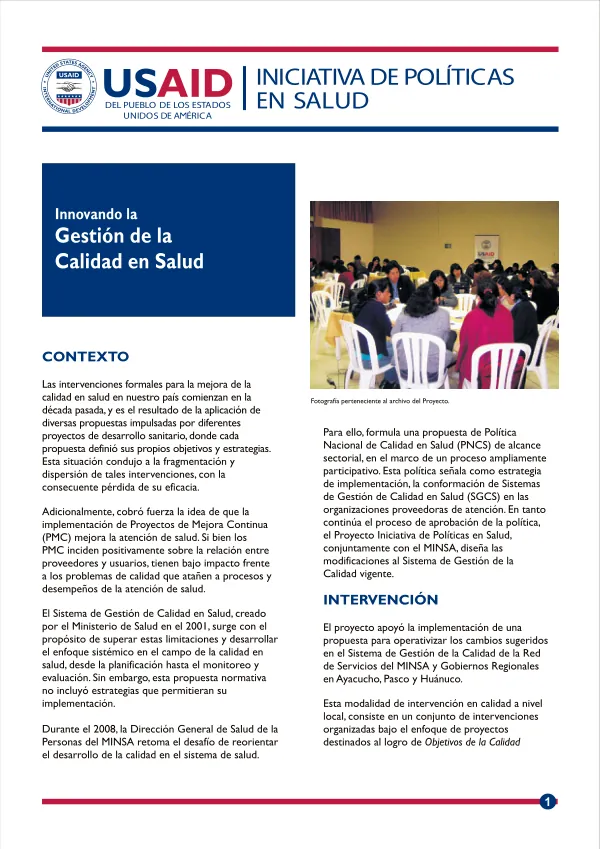 Innovando la gestion de la calidad en salud