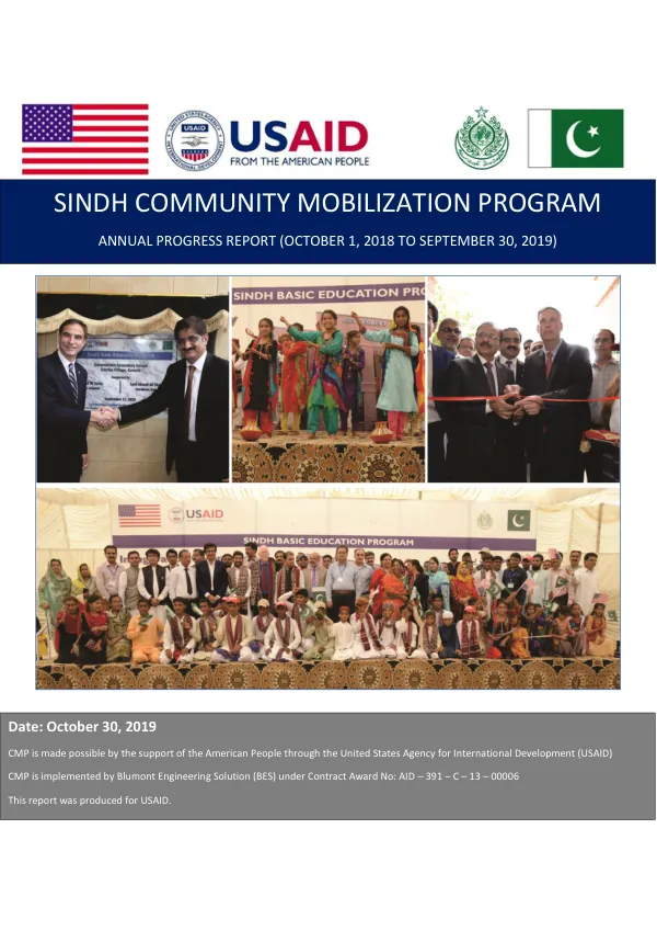Annual Progress Report: Sindh Community Mobilization Program, Year – VI