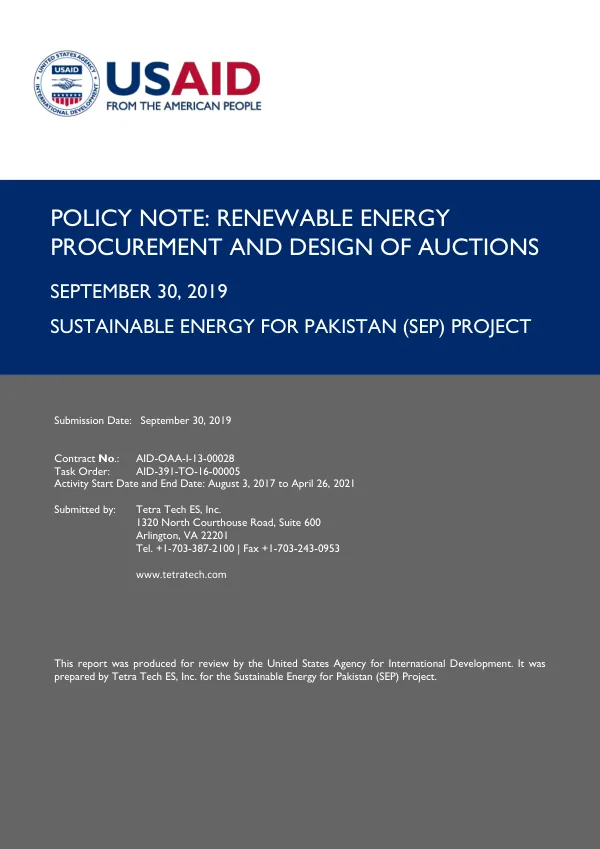 Renewable Energy Procurement and Design of Auctions