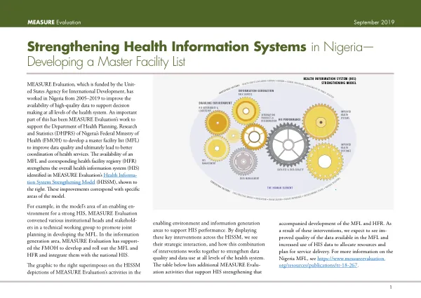 Strengthening Health Information Systems in Nigeria—Developing a Master Facility List
