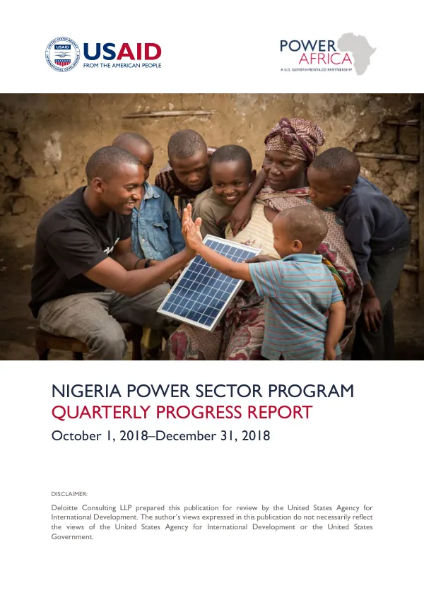 Nigeria Power Sector Program Quarterly Progress Report (Q1 FY19)