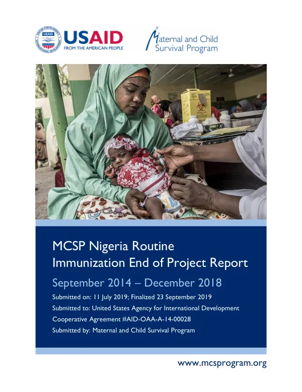 MCSP Nigeria Routine Immunization End of Project Report