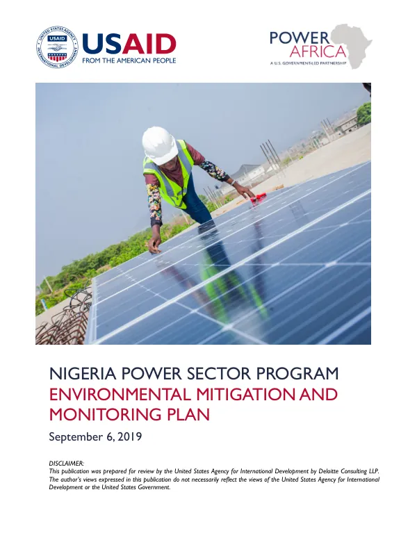 Nigeria Power Sector Program Environmental Mitigation and Monitoring Plan