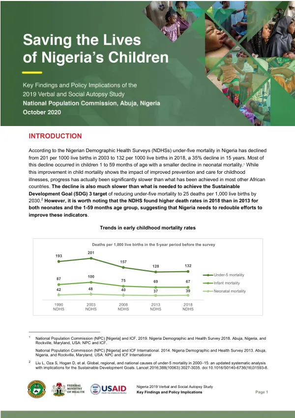 Nigeria 2019 Verbal and Social Autopsy Study: Key Findings and Policy Implications