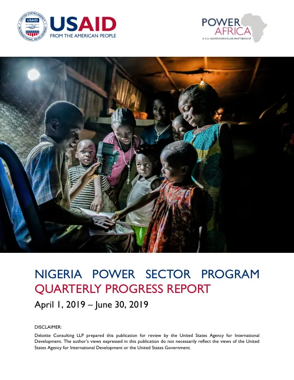 Nigeria Power Sector Program Quarterly Progress Report FY19Q3