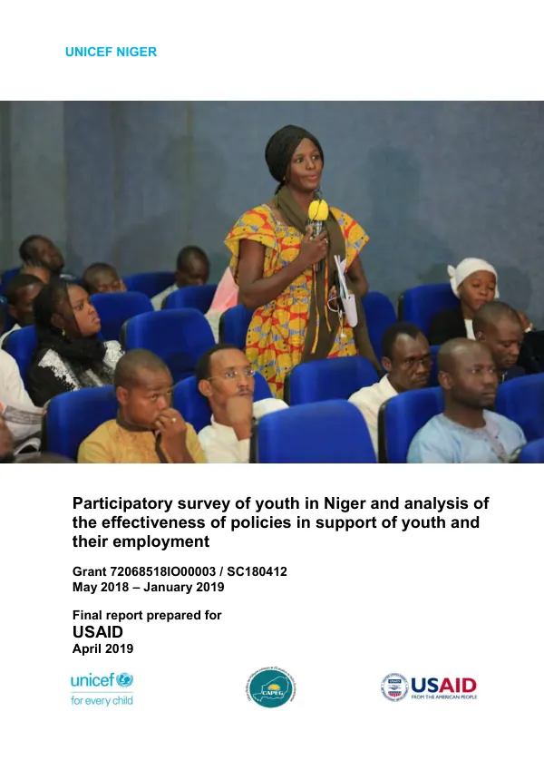 Participatory survey of youth in Niger and analysis of the effectiveness of policies in support of youth and their employment