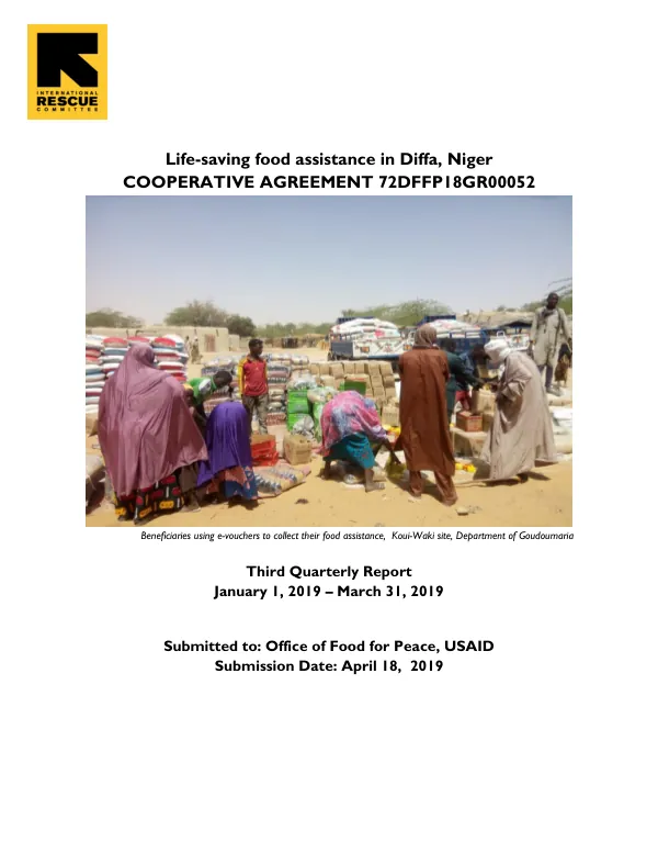 Third Quarterly Report: Emergency Food Security Program in Niger