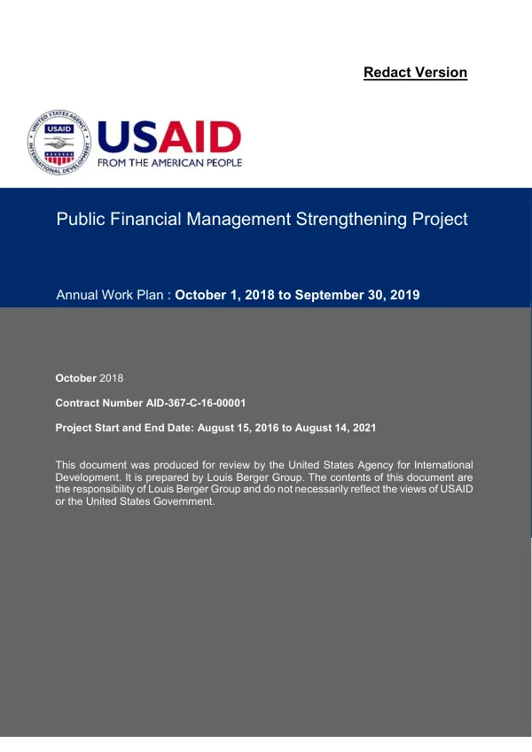 Annual Work Plan : October 1, 2018 to September 30, 2019