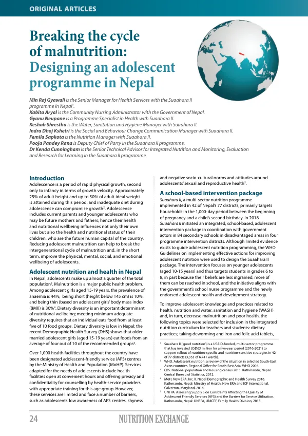 Breaking the cycle of malnutrition: Designing an adolescent programme in Nepal