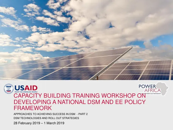 Capacity Building Training Workshop on Developing a National DSM and EE Policy Framework