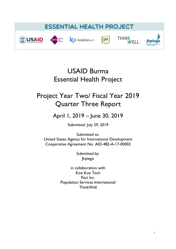 Quarter Three Report: Project Year Two/ Fiscal Year 2019