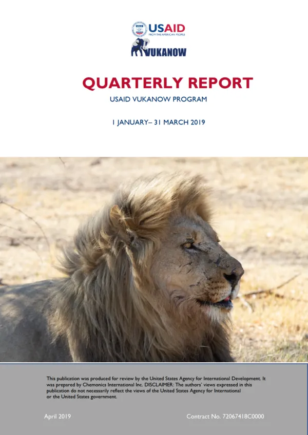 UVN Quarterly Progress Report Jan-Mar 2019