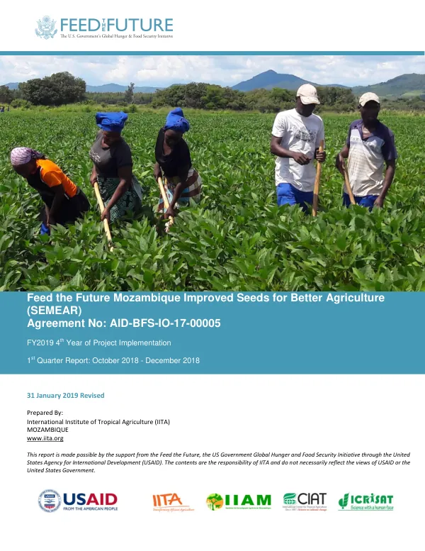 Feed the Future Mozambique Improved Seeds for Better Agriculture (SEMEAR) 1st Quarter Report: October 2018 – December 2018
