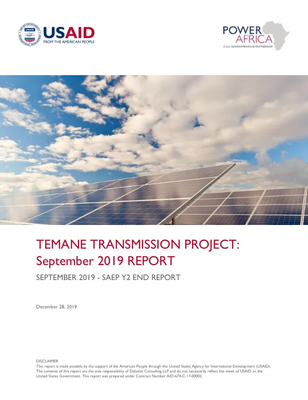 Temane Transmission Project: September 2019 Report
